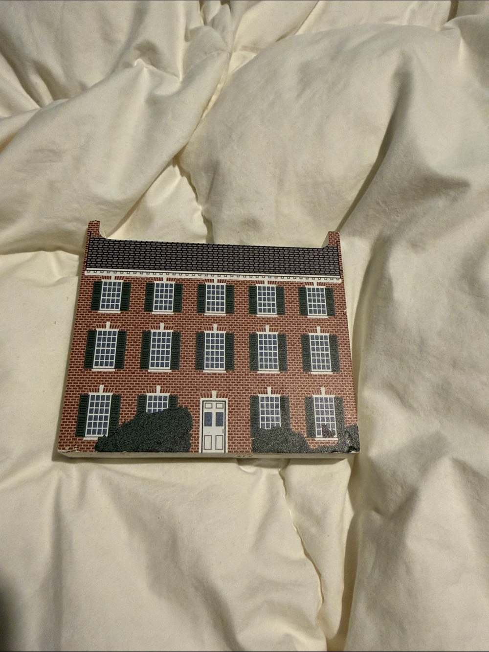 Brick Facade Decorative House Tile - Red Brick, Green Shutters